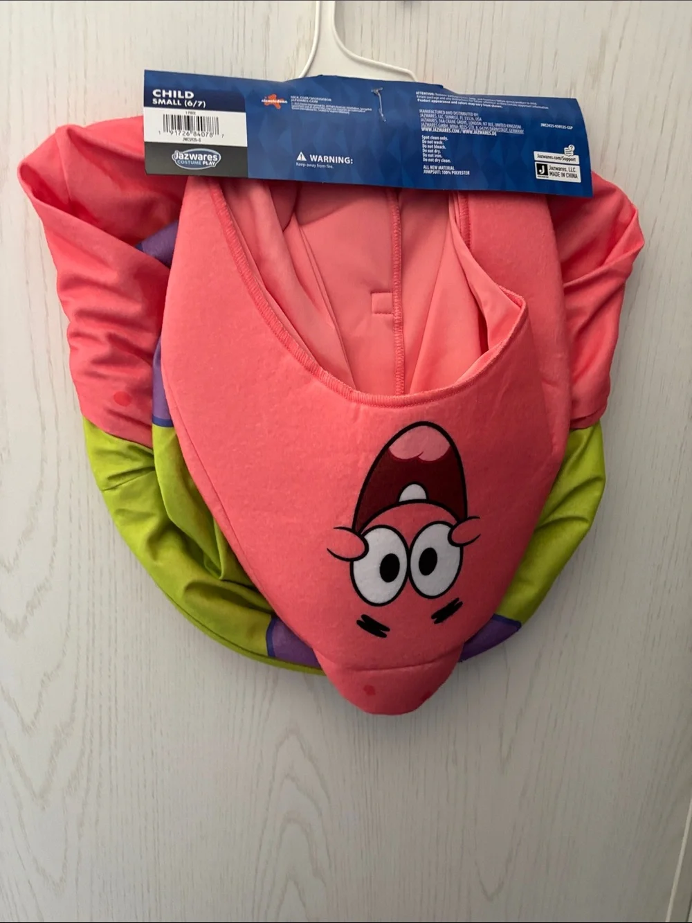 Patrick Star SpongeBob Halloween Costume 8 Hooded Jumpsuit Kids Unisex